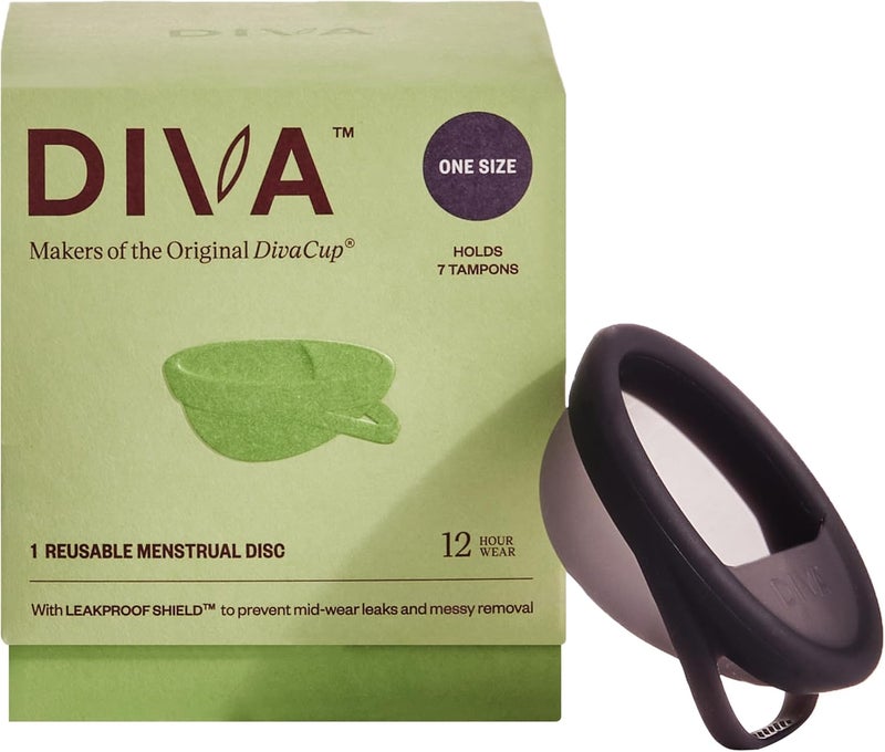 DivaCup Diva Disc - Comfortable, Reusable Menstrual Disc with Leakproof Shield - for Up to 12 Hours of Continuous Wear - 100% Medical Grade Silicone - Holds 7 Tampons of Flow - One Size Fits Most - Image 1
